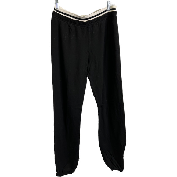 Monrow Women's Jogger Pants Black Loose Tapered Rayon Cotton High Rise Size L - Picture 2 of 9